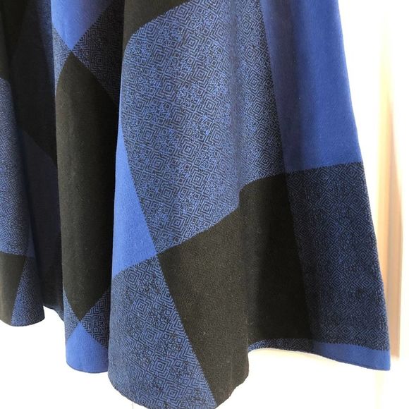 Vintage St Michael UK Midi Skirt Tag Sz 18 Black Blue Wool Blend - Picture 2 of 6